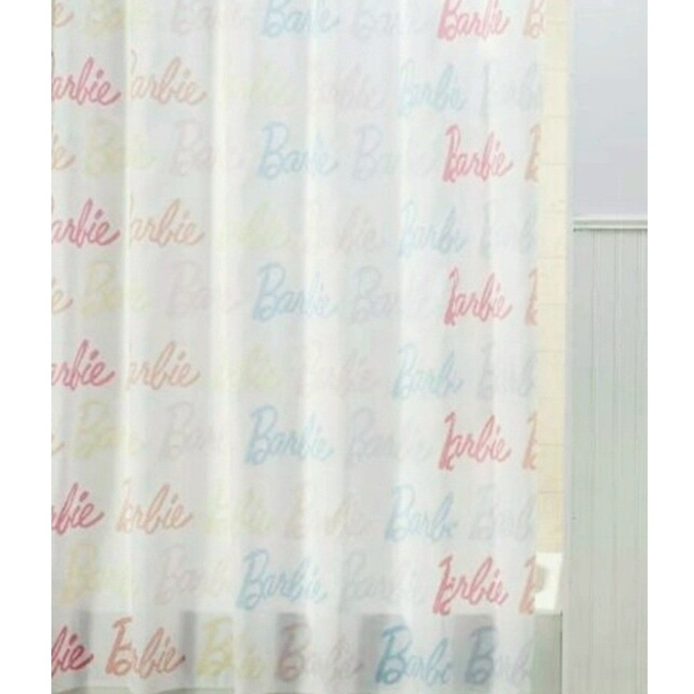 Barbie All Over Logo Shower Curtain